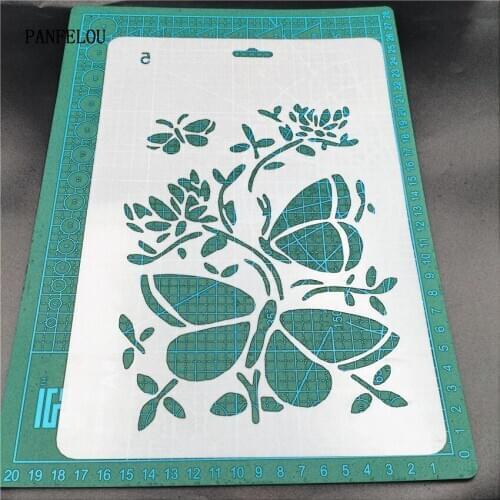 Hote Sale Butterfly flower scrapbook stencils spray plastic mold shield DIY cake hollow Embellishment printing lace ruler