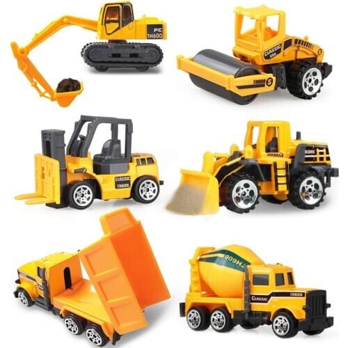 6 Styles Mini Alloy Diecast Car Model Engineering Toy Vehicles Dump Truck Forklift Excavator Model Car Mini Gift For Kids Boys