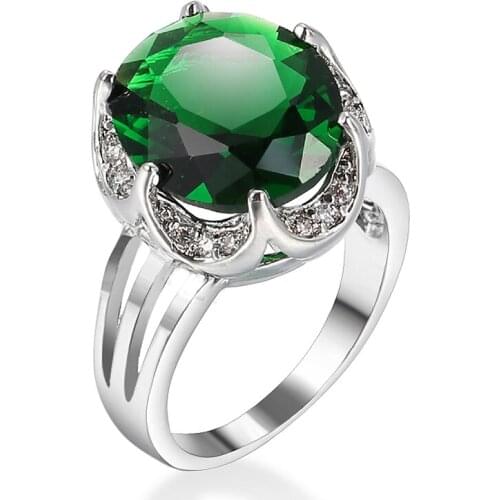 Fashion Princess Cut Big Royal Blue&pomegranate red&green Zircon Ring Unique Style Engagement Wedding Rings For Women Jewelry