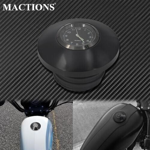 Motorcycle Black Fuel Gas Oil Tank Decorative Cap With Clocks For Harley Touring Road King Sportster XL Dyna Softail Street Bob