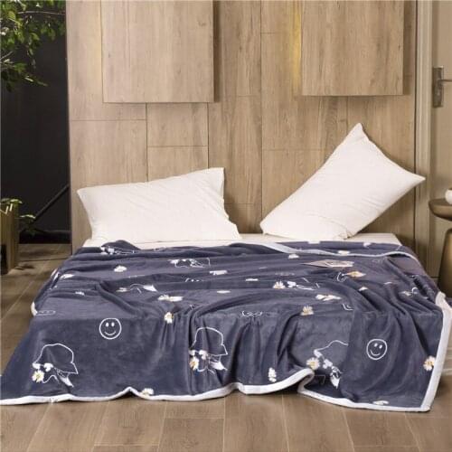 Soft Warm Coral Fleece Blanket Sheet Bedspread Sofa Plaid Light Thin Mechanical Wash Flannel Blankets SSXML