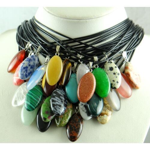 Natural stone Quartz crystal Turquoises tiger eye Opal lapis Horse eye Pendant for diy Jewelry making necklace Accessories