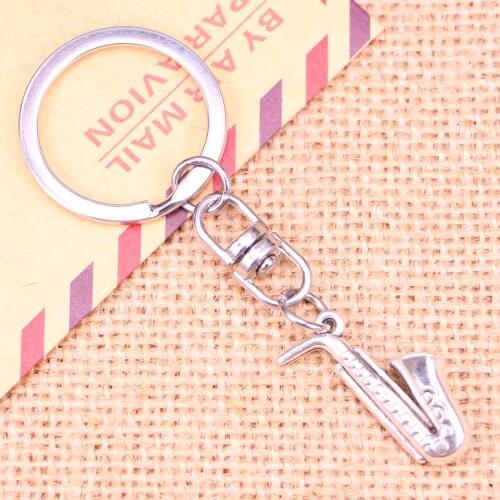 New Fashion Keychain 26x21mm horn saxophone Pendants DIY Men Jewelry Car Key Chain Ring Holder Souvenir For Gift