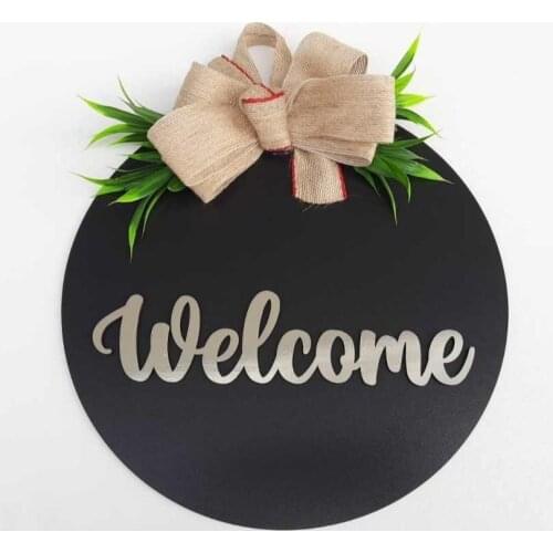 HLO 2021 New Home Decoration Modern Welcome Door Ornament 30 cm Black Wooden Material Floral Design Reasonable Price Trendy