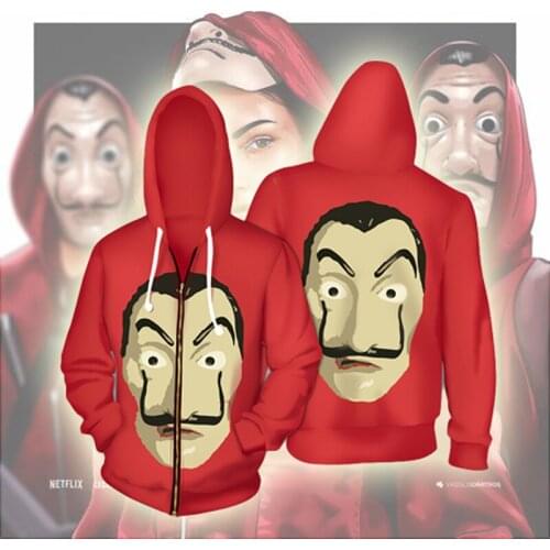 New 3D Printed La Casa De Papel Hoodies Sweatshirts Costume Money Heist The House of Paper Cosplay Halloween