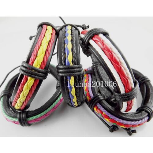 Wholesale 30 pcs Color Fashion Leather Armband bracelets jewelry Free Shipping