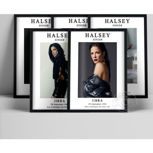 Halsey Poster, Blcak White American Singer Halsey Wall Picture, Minimalism Decor, Cool Girl Portrait Prints, Music Star Wall Art