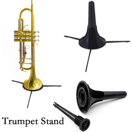 Portable Foldable Trumpet Tripod Holder Stand Metal Brass Leg Instrument Accessories Musical Instrument Accessory Black Plastic