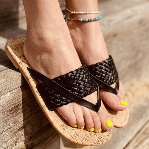 Women Weave Flip Flop 2021 Woman Open Toe Slippers Female Sewing Footwear Ladies Summer Casual Beach Fashion Shoes Plus Size 43