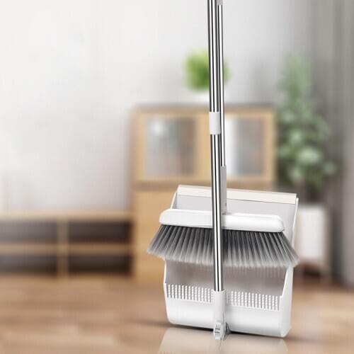 Foldable Household Broom And Dustpan Set Windproof Non-Stick Hair Sweeper Standing Broom Dustpan Suit Home Cleaning Tools
