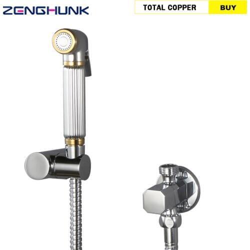 Bidet Faucets Chrome and Gold Brass Cold Water Toilet Corner Valve Handheld Hygienic Shower Head Wash Pet Sprayer Airbrush Taps