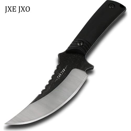 JXEJXO Fixed Blade Tactical Knife with Sheath Durable 420HC Steel Blade Outdoor Heavy Duty Knife Survival Knife full tang