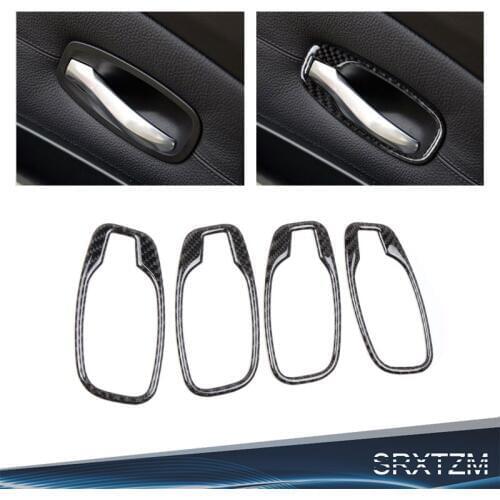 SRXTZM Carbon Fiber Car Interior Door Handle Cover Trim Door Bowl Stickers Decoration For BMW E60 5 Series 2006-2010