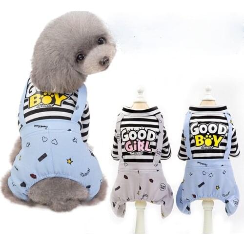 Spring and Summer New Fashion Dog Striped Overalls Small Dogs Four-legged Rompers Pet Clothes Jumpsuit for Dogs