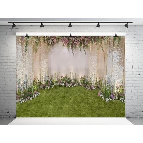 VinylBDS 20X10ft Wedding Photography Background Flower Camera Fotografica Romantic Photocall Green Floor New Design Background