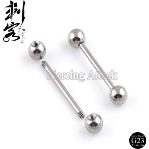 Highly Polished G23 Titanium Body Jewelry 16 Gauge Titanium Monroe Barbell