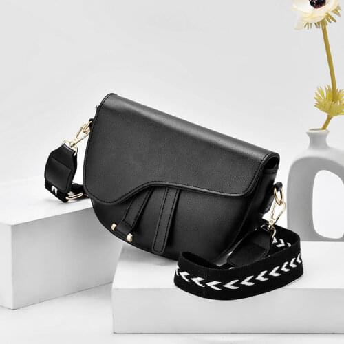 Fashion Vintage Leather Saddle Bag 2021 New Luxury Designer High Quality Wide Strap Shoulder Bags for Women Purses and Handbags