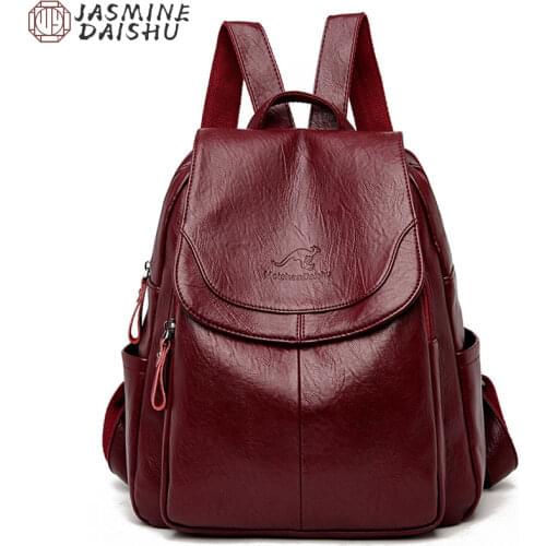 2021 New Style High Quality Leather Backpack For Women High Capacity Ladies Travel Backpack School Grils Shoulder Bags Preppy
