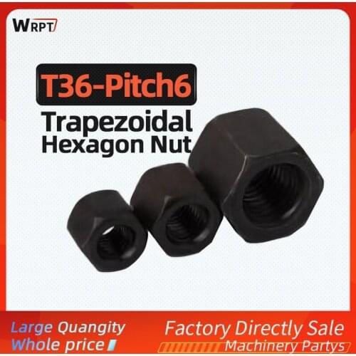 1PC Trapezoidal screw hexagon Nut T36-Pitch 6, Material:Carbon Steel, Hexagonal Thick Nut