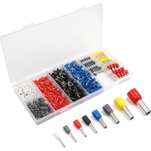 1200Pcs Wire Copper Crimp Connector cooper Ferrules kit Insulated Cord Pin End Terminal 0.5mm-6.0mm2