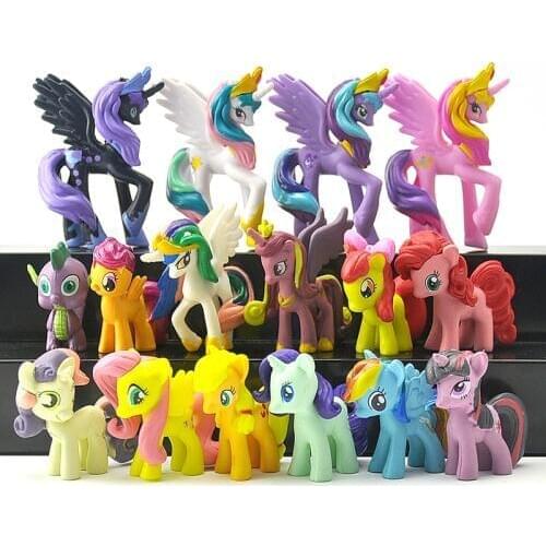 16pcs/set 3-6cm Little Pvc Action Toy Figures Horse Princess Celestia Christmas Gift for Kids Toys