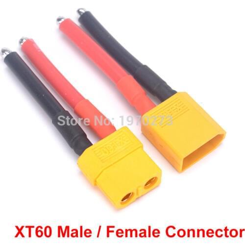 2pcs/lot XT60 Male Female plug Connector 12AWG Soft Silicone Wire Cable for RC Lipo Battery 40mm 4cm Silica gel
