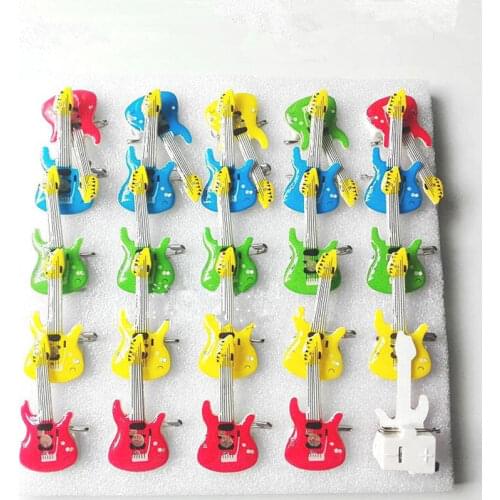 25pcs Guitar Flashing Brooch Pin Light Up Badge Kids Adults Toys Gift Glow Led Party Bar Wedding Birthday Halloween Christmas