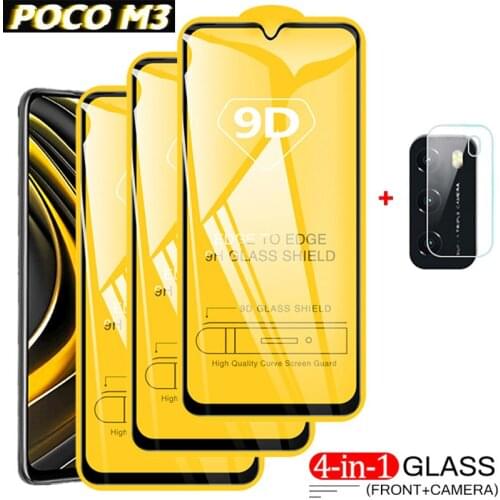4in1 Tempered Glass for Xiaomi poco m3 pro 5g poco f3 glass poko m3 pro mi pocophone f3 Full Cover Screen Protector Hard 9H