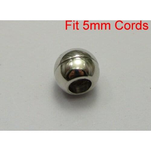 5 Sets Silver Tone Metal Round Magnetic Clasps Glue in End Caps Fit 5mm Cords