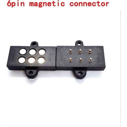 6pin magnetic connector Spring Loaded Magnetic Pogo Pin 6 Positions Magnets PCB Solder Male Female Probe With mounting holes