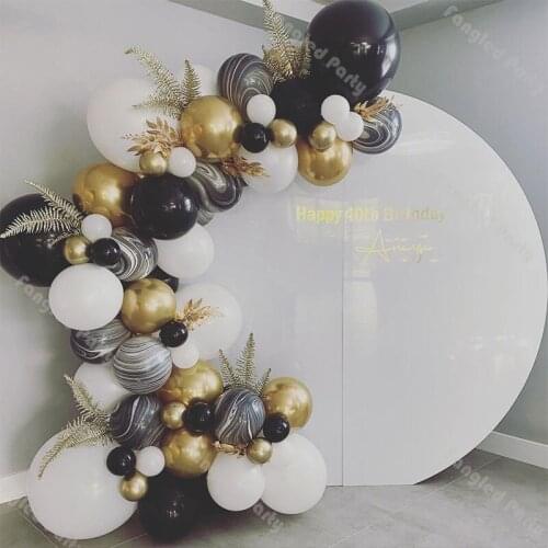 79pcs Matte White Black Agate Balloon Garland Arch Kit Chrome Gold Baby Shower Decorations Gender Reveal Birthday Party Supplies