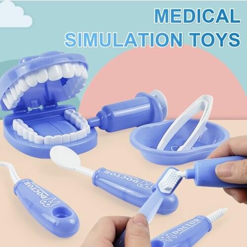 9Pcs Doctors Set Kids Pretend Play Dentist Check Teeth Model Set Medical Kit Educational Role Play Simulation Learing Toys
