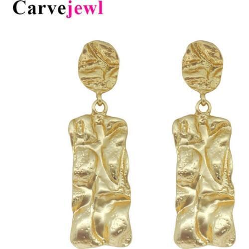 Carvejewl Big Vintage Earrings for Women Matte gold colour Rectangle Statement Earring 2020 Metal Earing Hanging Fashion Jewelry