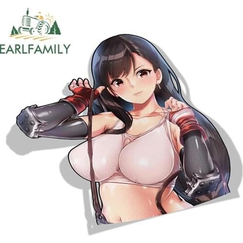 EARLFAMILY 13cm x 11.2cm 3D Car Sticker for Tifa Lockhart Final Fantasy Anime Vinyl JDM Rear Windshield Bumper Decal