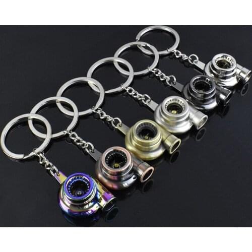 Mini Turbo Turbocharger Keychain Spinning Turbine Key Chain Ring Keyring Keyfob Car Keyring Car Interior Accessories