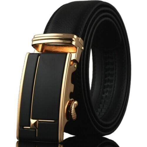 Mens Genuine Leather Belts with Gold Automatic Buckle High Quality 2020 Fashion Designer Business Cowboy Waist Straps