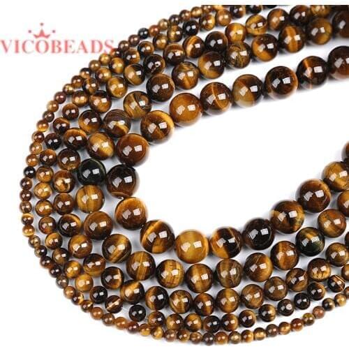 Natural Stone Yellow Tiger Eye Agat Round Beads 16" Strand 4 6 8 10 12 14MM Pick Size For Jewelry Making