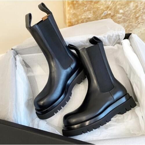 New Luxury Chelsea Boots Women Ankle Boots Chunky Winter Shoes Platform Ankle Boots Slip on Chunky Heel Boot Brand Botas Mujer