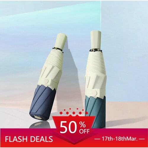 Creative New Korean Artsy Edge Triple Folding Umbrella Sunny and Rainy Dual-Use Folding Umbrella patio umbrella