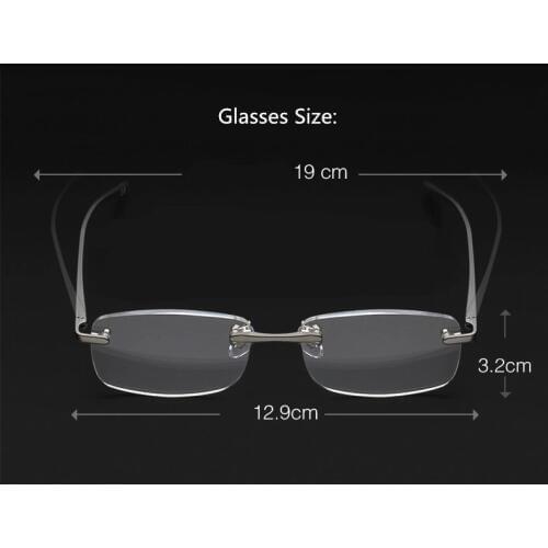 2019 Top Fashion Occhiali Da Lettura Al-mg Rimless Reading Glasses Ultra Light Uv400 Anti-fatigue Lenses +2 +2.5 +2.75 +3 +3.25