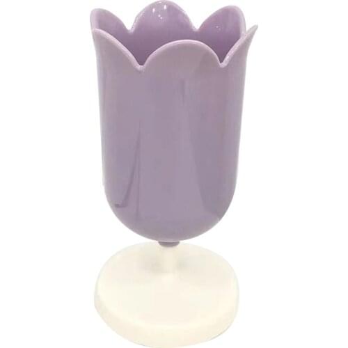 Plastic Storage Box Cosmetic Brush Pen Holder Desktop Sundries Organizer Petal Shaped Makeup Organizer for Home Office Dorms