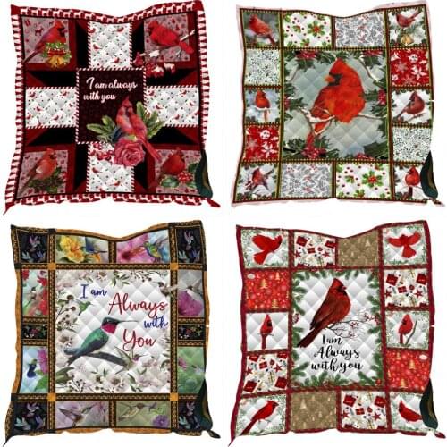 Cardinals Quilt Super Soft Lighweight Red Feathered Throw Blanket for Bedroom Decoration Couch Sofa Comforters Quilted Bedspread