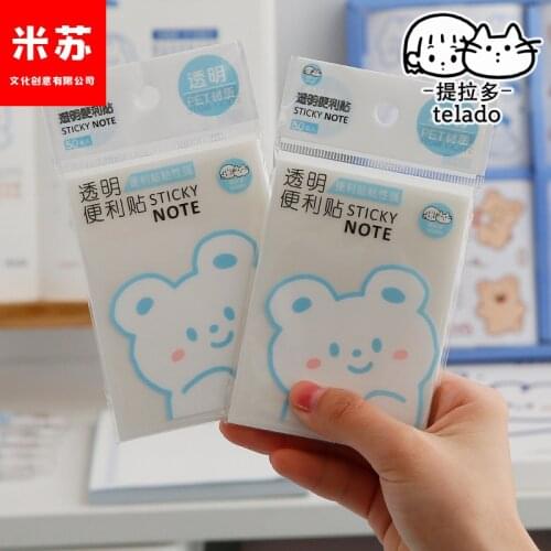 50sheets Transparent Memo Sticky Note Paper PET Waterproof Memo Pad Daily to Do List Check Planner School Stationery