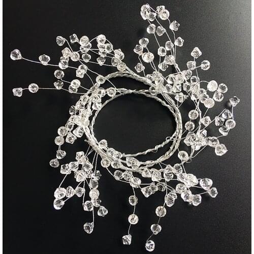 Clear Crystal Beads Garland Acrylic Plastic Beads Ice Wire Garland Christmas Tree Decoration Diy Bridal Bouquet Crafts