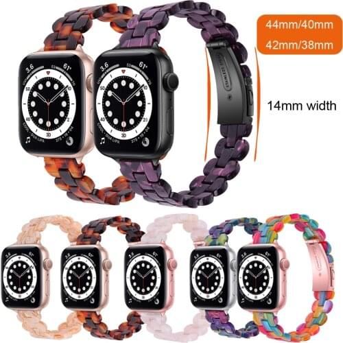Correa for apple watch strap se 6 5 4 40mm 44mm women band for iWatch 5 4 Applewatch 3 38mm 42mm slim thin Resin link Bracelet