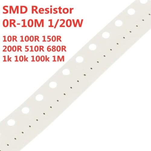 100PCS/Lot 0201 SMD Resistor 0R-10M 1/20W 150 200 220 300 470 510ohm 1K 2.2K 3K 10K 15K 100K 200K 0R 1R 10R 100R 220R 330R 1M