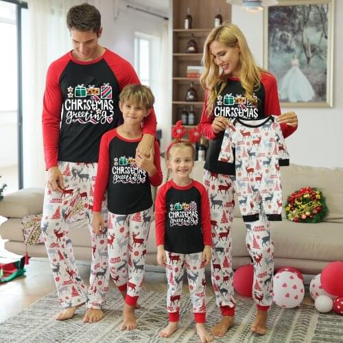 Cartoon Printed Christmas Homewear for Family Mother Kids Sleepwear Father Son Long Sleeved Pyjamas Children Casual Home Clothes