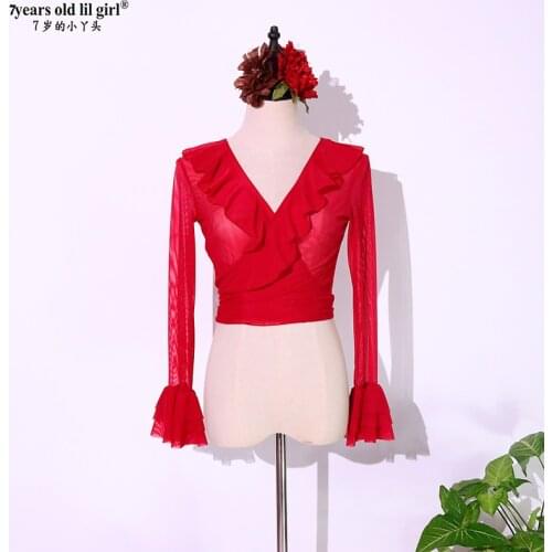Mesh Flamenco Square/Latin Blouse For Women/Girl Pratice Spanish Dance Top CV11