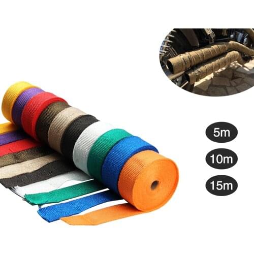 Alconstar Universal Motorcycle Incombustible Turbo Manifold Heat Exhaust Thermal Wrap Tape Ties 1.5mm*25mm*5m/10m/15m