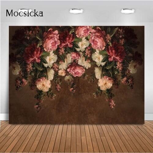 Vintage Floral Adult Portrait Photography Background Abstract Old Master Flowers Photo Background Texture Photographic Props